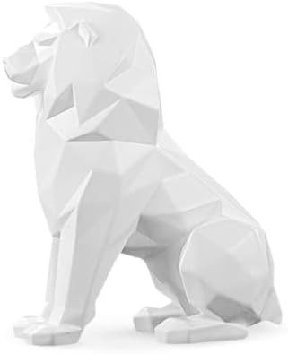 Artarium White Lion Figurine Statue (7.67 Inch), Abstract Geometric Lion Sculpture for Coffee Table, Bookshelf Decor, Living Room & Modern Home Decor