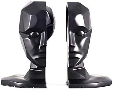 SMRTHMRT Creative & Abstract Sculptures Wisdom Man`s Brain/Face/Head Geometric Resin Figurines Home & Office Shelf Decorations (Black-B)
