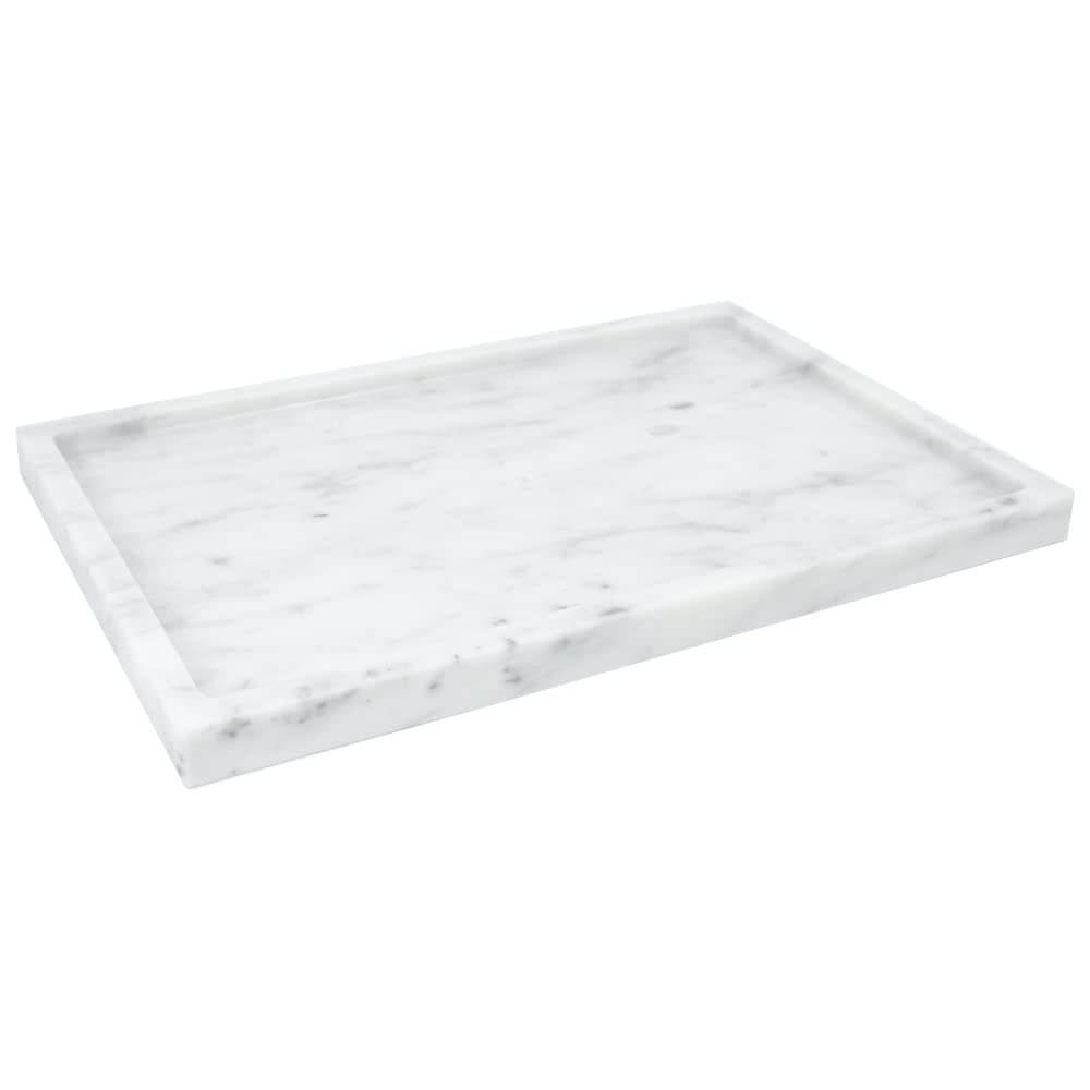Real Luxurious Natural Marble Vanity Tray Genuine Marble Storage Tray for Home Decor Stone Tray for Bathroom/Kitchen/Vanity/Dresser,Plate Holder for Tissues, Candles, Towel