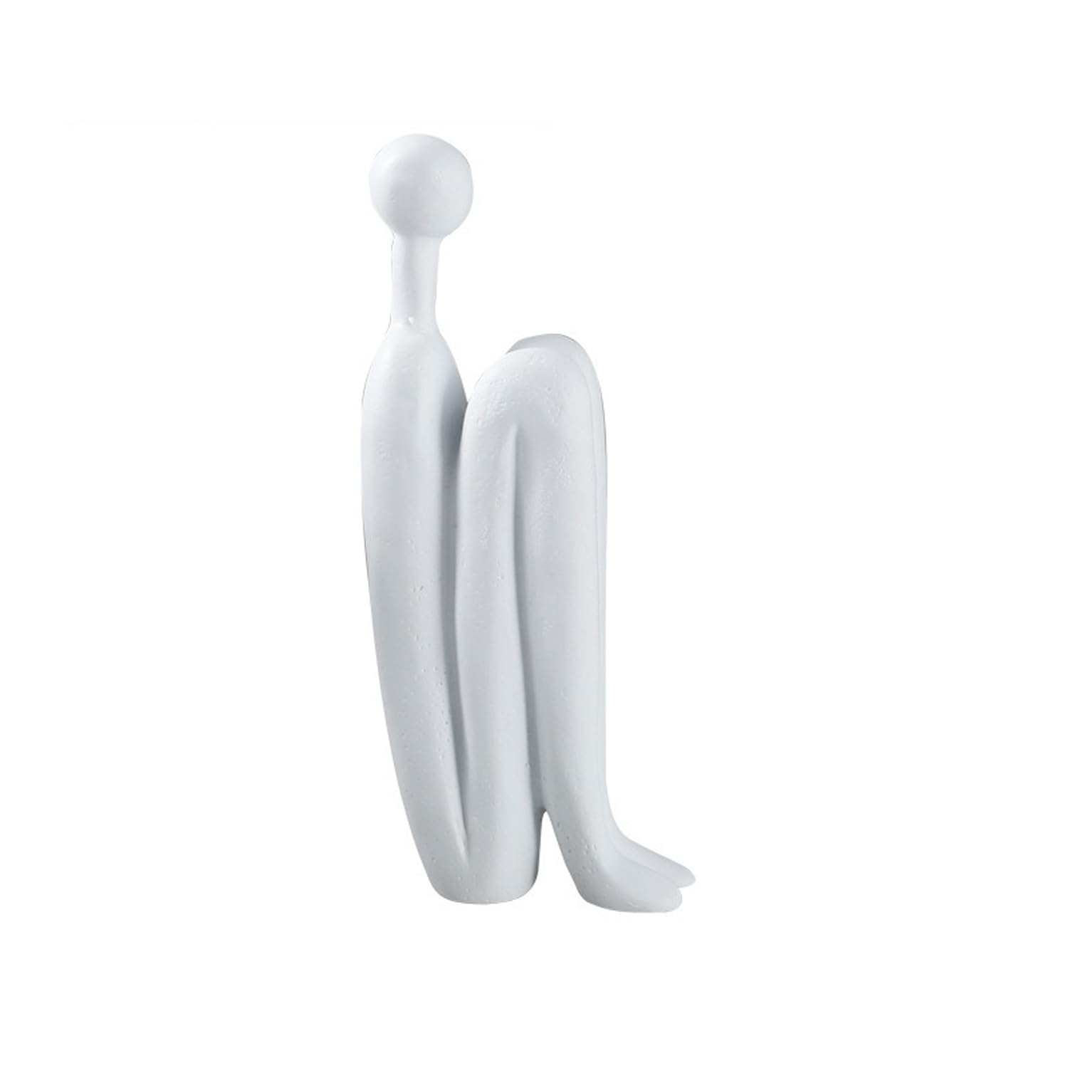 Abstract Matchstick Man Sculpture - Minimalist Modern Resin Figurine Bookend, Geometric Decor for Living Room and Study, 8-10 Inches (White Head Up)