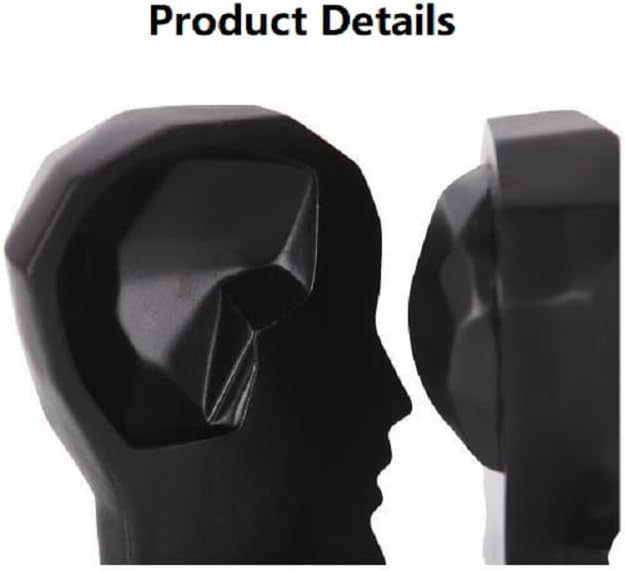 SMRTHMRT Creative & Abstract Sculptures Wisdom Man`s Brain/Face/Head Geometric Resin Figurines Home & Office Shelf Decorations (Black-B)