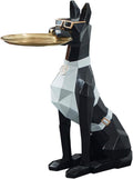 WAYUTO Resin Dog Sculpture with Serving Tray Dog Tray Figurine Animal Statue with Tray Dog Statue Ornament Geometric Dog Statue for Home Decoration