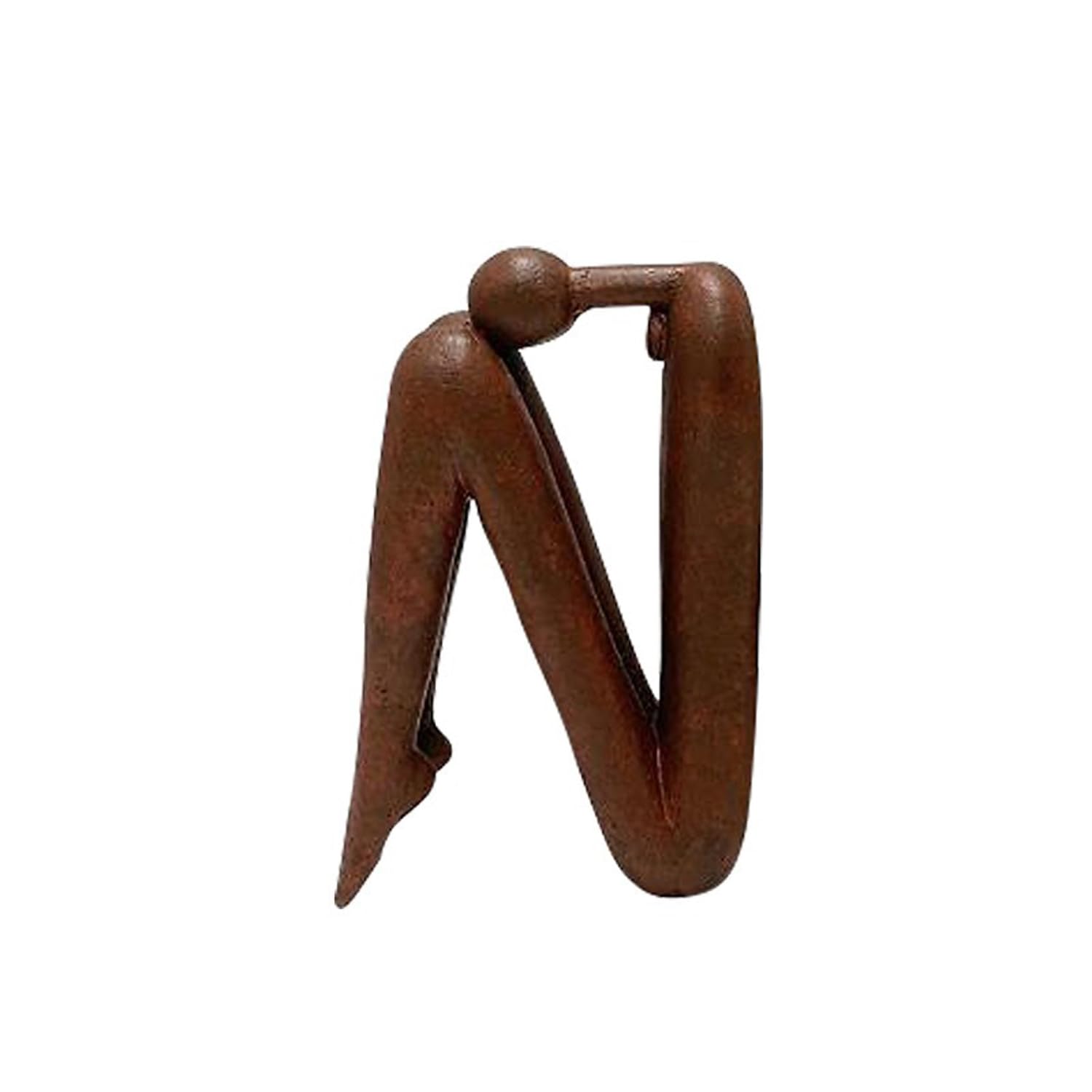 Abstract Matchstick Man Sculpture - Minimalist Modern Resin Figurine Bookend, Geometric Decor for Living Room and Study, 8-10 Inches (White Head Up)