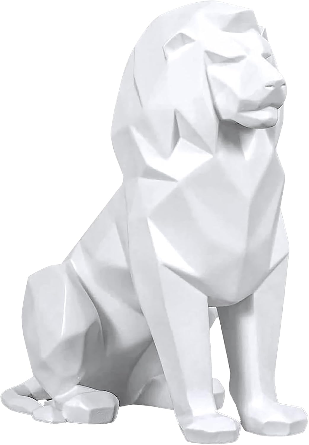 Artarium White Lion Figurine Statue (7.67 Inch), Abstract Geometric Lion Sculpture for Coffee Table, Bookshelf Decor, Living Room & Modern Home Decor