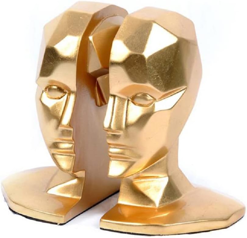 SMRTHMRT Creative & Abstract Sculptures Wisdom Man`s Brain/Face/Head Geometric Resin Figurines Home & Office Shelf Decorations (Black-B)