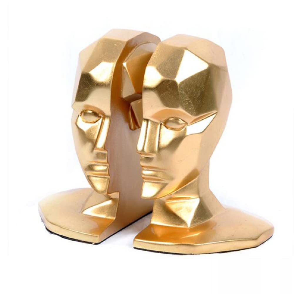 SMRTHMRT Creative & Abstract Sculptures Wisdom Man`s Brain/Face/Head Geometric Resin Figurines Home & Office Shelf Decorations (Black-B)
