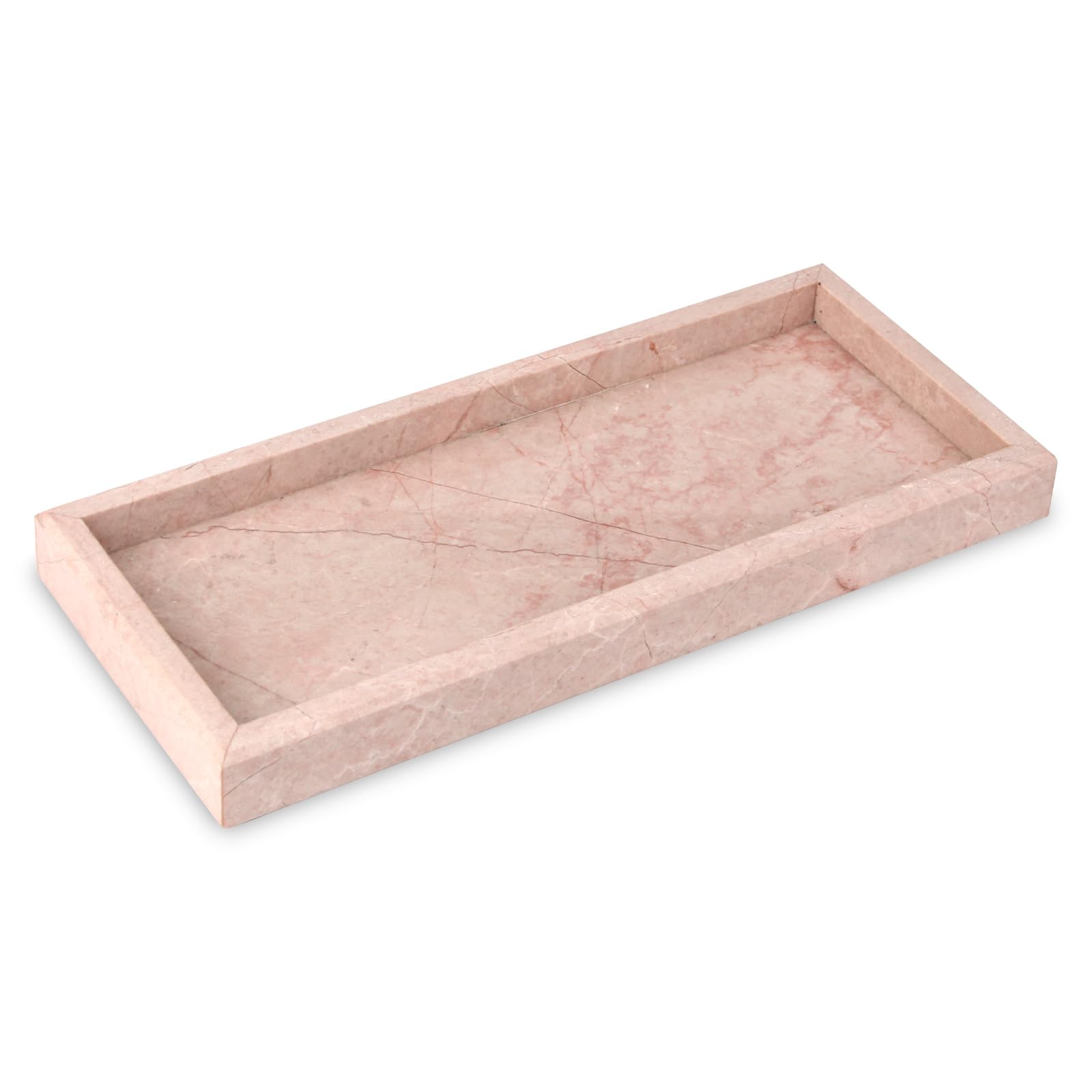 Marble Bathroom Vanity Tray, Natural Luxury Vanity Home Kitchen Bathroom Table Tray, Stone Decorative Countertop Dresser Trays for Key Coffee Perfume Jewelry Makeup (Calacatta Viola, 12"x 8" x1.2")