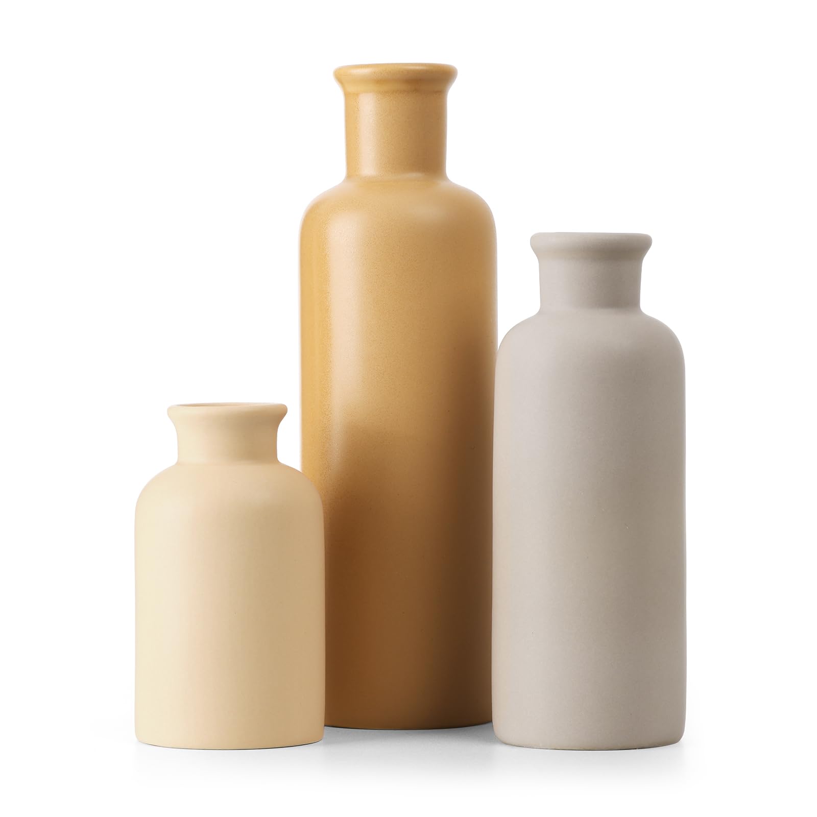 Modern Ceramic Vase Set of 5, Vases Home Decor Rustic Farmhouse Decorative Vase Pottery Vases for Bouquet Pampas Grass Dried Fresh Flowers, Table Living Room Kitchen Bedroom