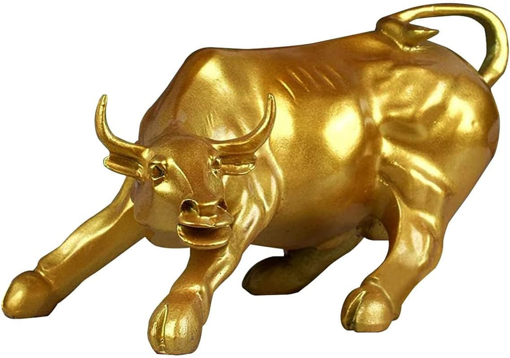 Resin 10"" Geometric Statue Golden Bull Sculpture Ornament Abstract Animal Figurines Room Desk Decor Home Decoration (Gold), Pack of 1, 8.5 x 11