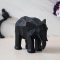 Geometric Resin Black Elephant Sculpture Outdoor Antique Design Animal Figurine Handicraft Wildlife Showpiece for Home Office Table Living Room Car Decor and Gift Purpose