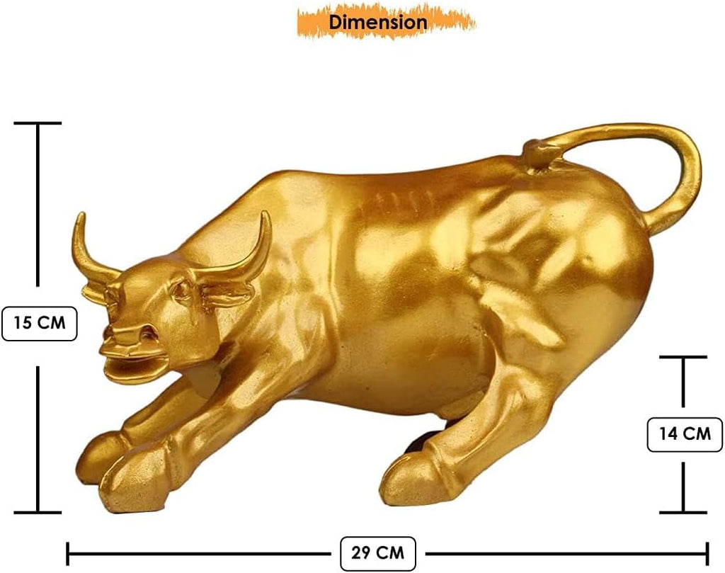 Resin 10"" Geometric Statue Golden Bull Sculpture Ornament Abstract Animal Figurines Room Desk Decor Home Decoration (Gold), Pack of 1, 8.5 x 11