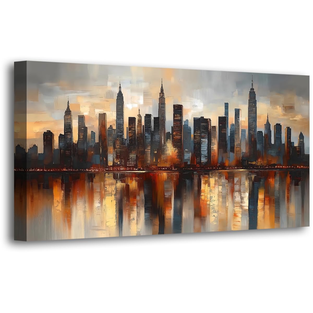 Abstract Canvas Wall Art for Living room Office Bedroom Golden Blue Wall Art Print Oil Paintings Modern Abstract River Texture Pictures Wall Decor Artwork Waterproof Ready to Hang - 20in * 40inch