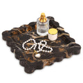 Square Marble Decorative Tray with Scalloped Edge,Luxury Natural Stone Bathroom Vanity Tray, Dresser Top Perfume Coffee Home Kitchen Sink Tray, Key Trinket Ring (Rosso Lepanto, 8 * 8)