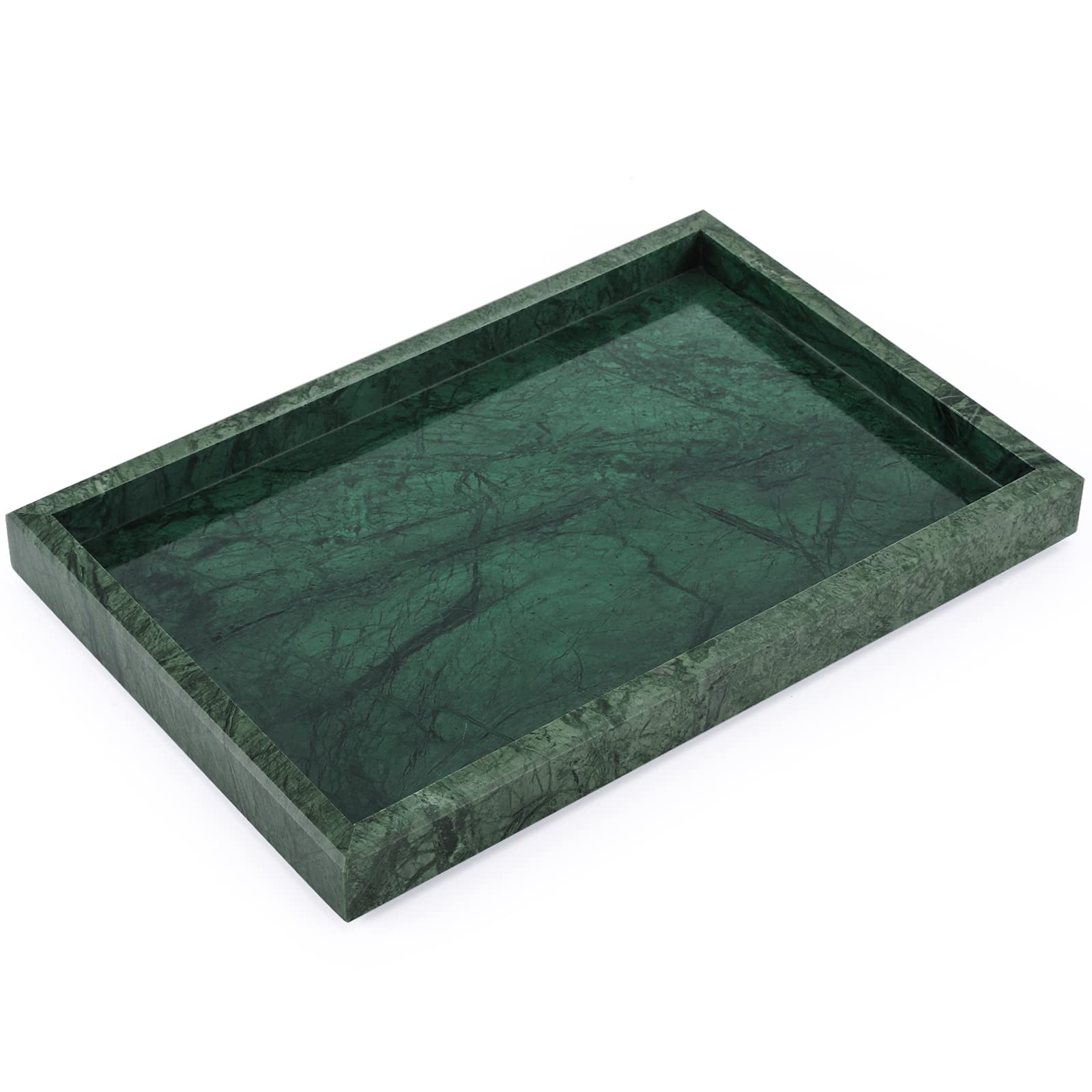 Marble Bathroom Vanity Tray, Natural Luxury Vanity Home Kitchen Bathroom Table Tray, Stone Decorative Countertop Dresser Trays for Key Coffee Perfume Jewelry Makeup (Calacatta Viola, 12"x 8" x1.2")
