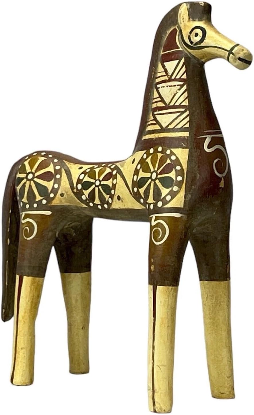 Mycenean Horse Terracotta Figurine – Ancient Greek Geometric Clay Sculpture 9.44 in – Handmade & Hand-Painted Museum-Quality Replica