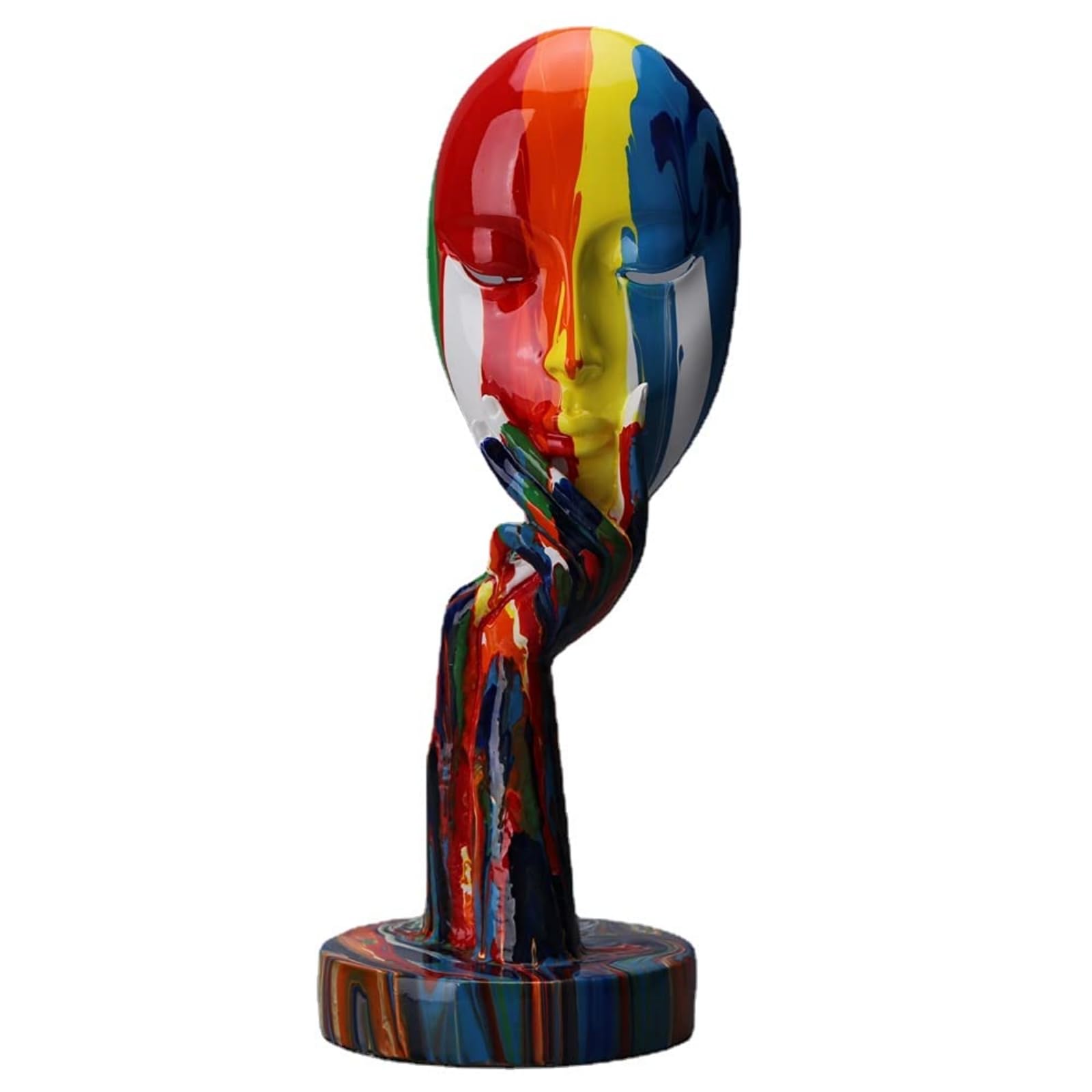 suruim Simple Creative Colorful Female Face Art Statue Thinker Sculpture Abstract Character Crafts Ornament Home Office Bedroom Living Room Study Decoration (Large 15.3x4.9x4.9in)