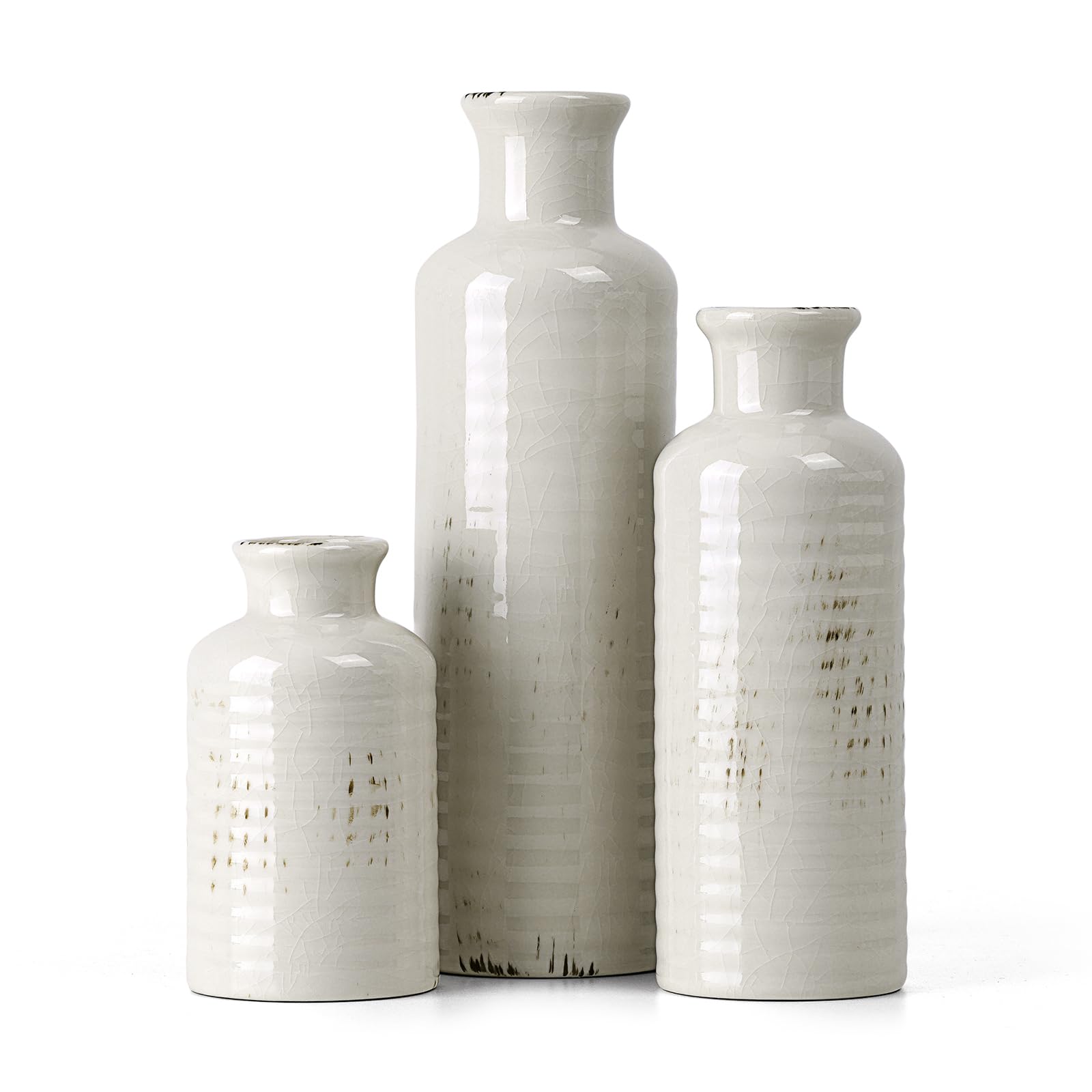 Modern Ceramic Vase Set of 5, Vases Home Decor Rustic Farmhouse Decorative Vase Pottery Vases for Bouquet Pampas Grass Dried Fresh Flowers, Table Living Room Kitchen Bedroom