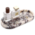 Natural Marble Tray Oval, Bathroom Vanity Tray for Countertop, Elegant Stone Decorative Organizer for Perfume, Jewelry, Home Decor (1, Calacatta Viola, 10 x 5 x 0.6)