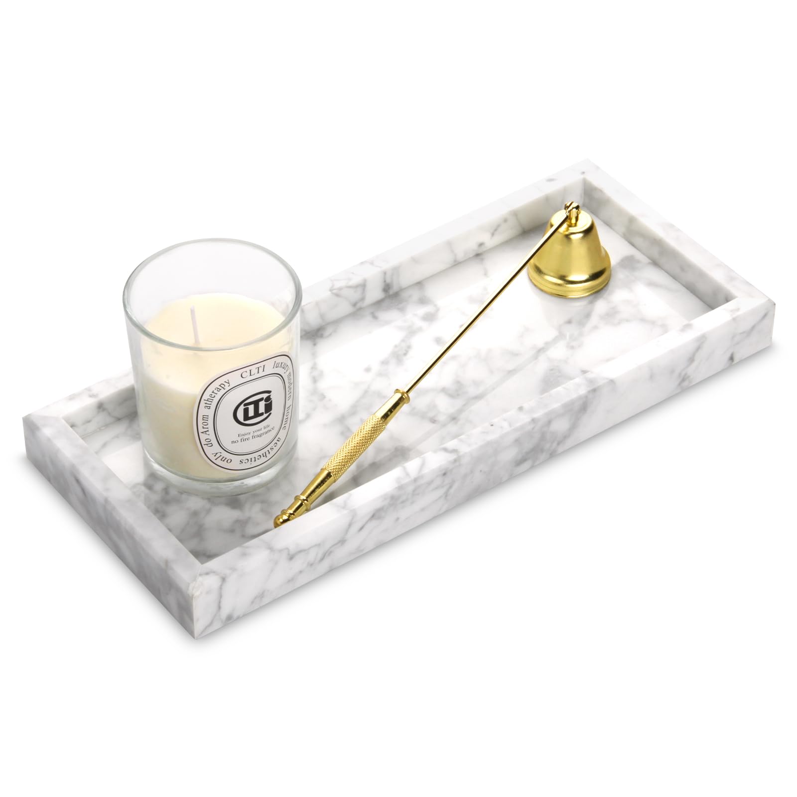 Marble Bathroom Vanity Tray, Natural Luxury Vanity Home Kitchen Bathroom Table Tray, Stone Decorative Countertop Dresser Trays for Key Coffee Perfume Jewelry Makeup (Calacatta Viola, 12"x 8" x1.2")