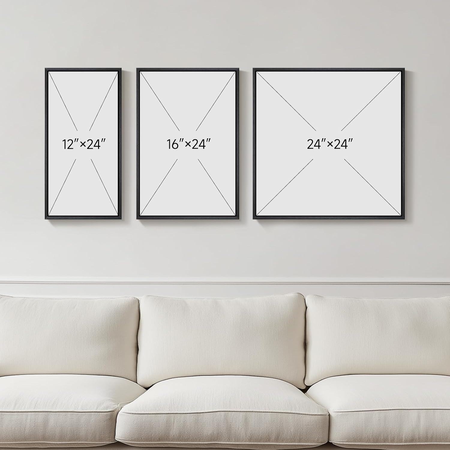 Framed Black and White Abstract Wall Art for Living Room, 3 Piece Canvas Prints Paintings Artwork for Walls, Modern Minimalist Abstract Pictures for Bedroom, Dining Room, Office Wall Decor