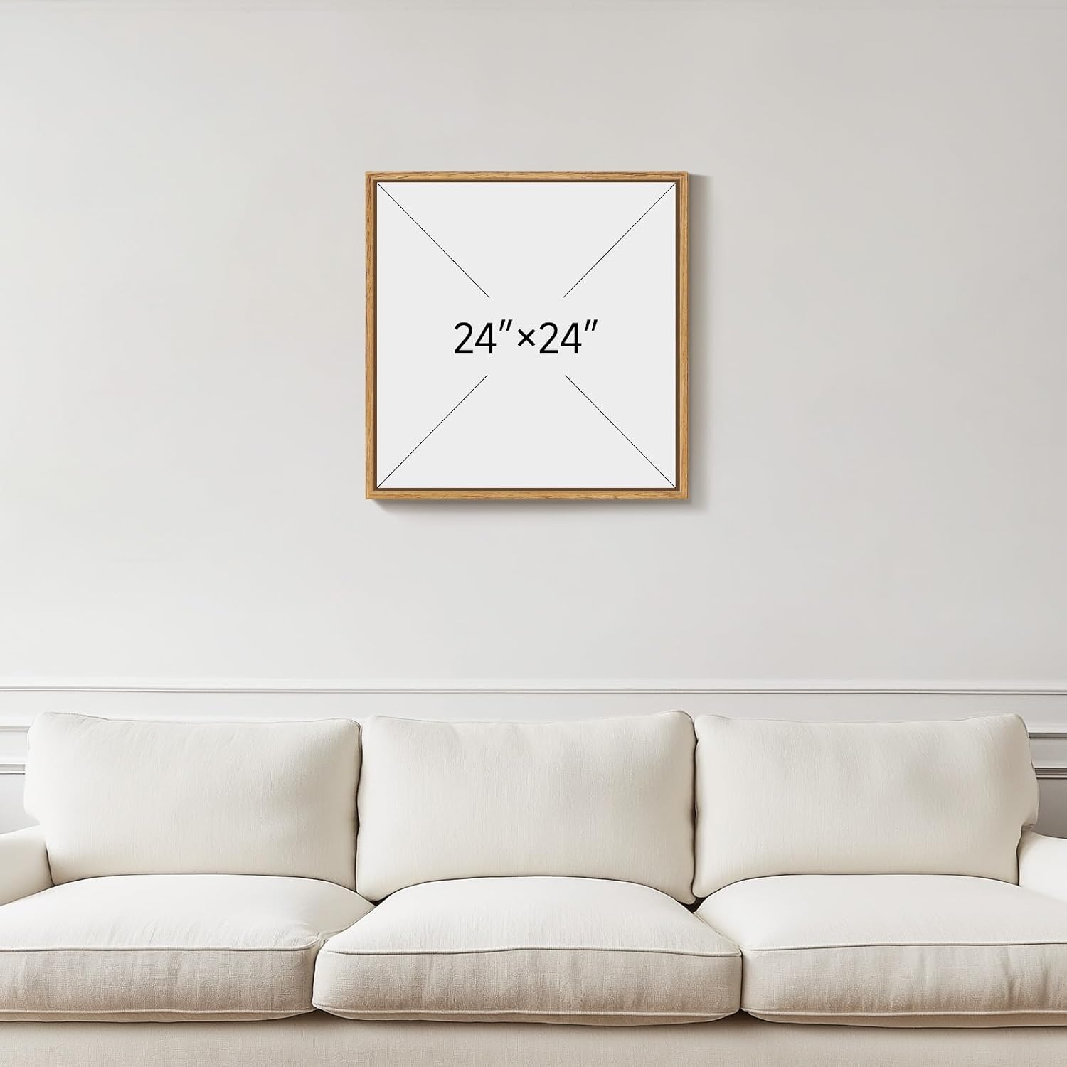 Framed Neutral Abstract Landscape Wall Art for Living Room, Square Mid Century Modern Canvas Paintings Prints Artwork for Walls, Minimalist Scenic Pictures Wall Decor for Bedroom Home Office, 24x24 In