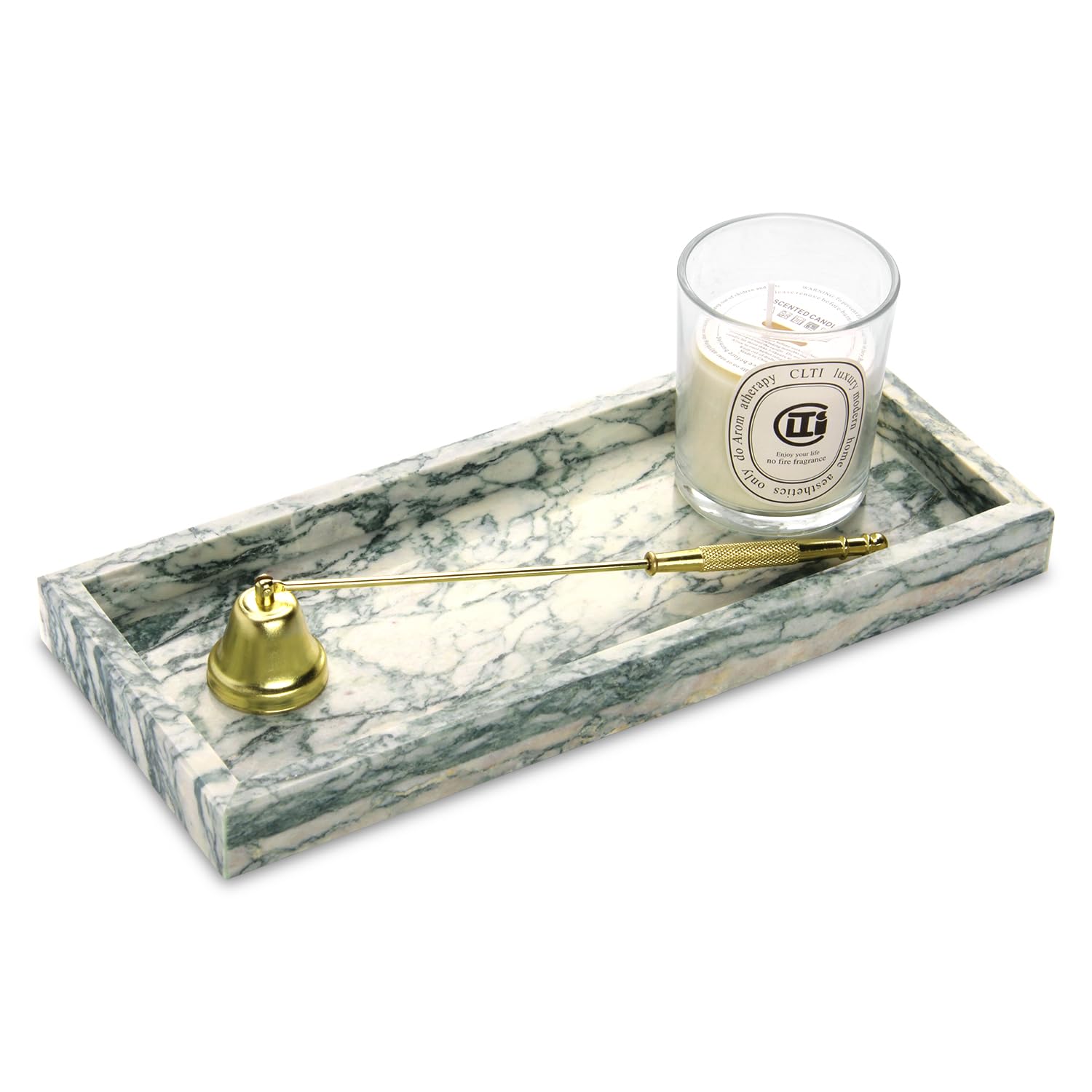 Marble Bathroom Vanity Tray, Natural Luxury Vanity Home Kitchen Bathroom Table Tray, Stone Decorative Countertop Dresser Trays for Key Coffee Perfume Jewelry Makeup (Calacatta Viola, 12"x 8" x1.2")