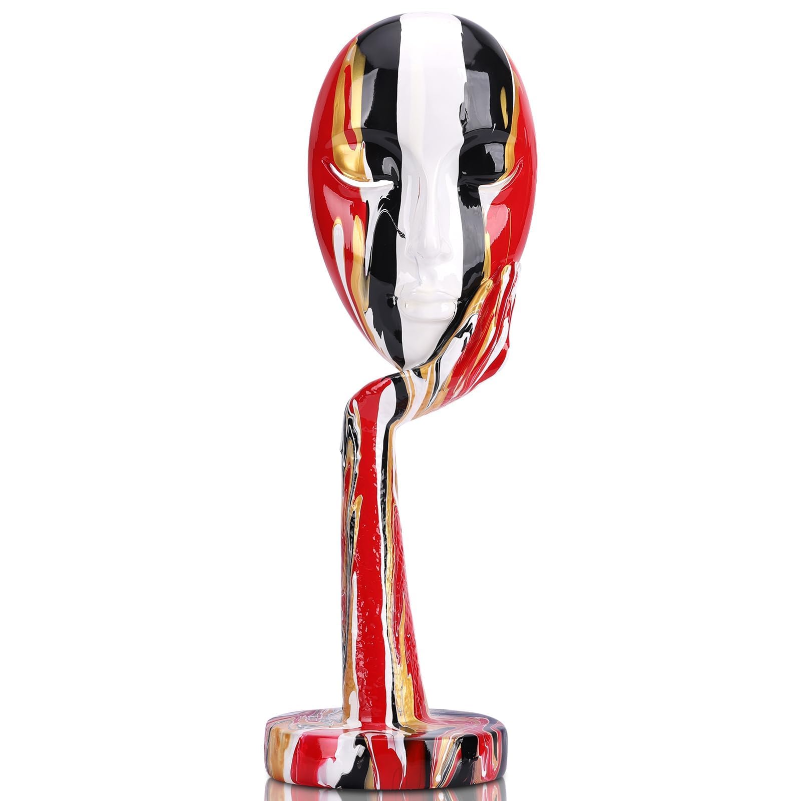 suruim Simple Creative Colorful Female Face Art Statue Thinker Sculpture Abstract Character Crafts Ornament Home Office Bedroom Living Room Study Decoration (Large 15.3x4.9x4.9in)