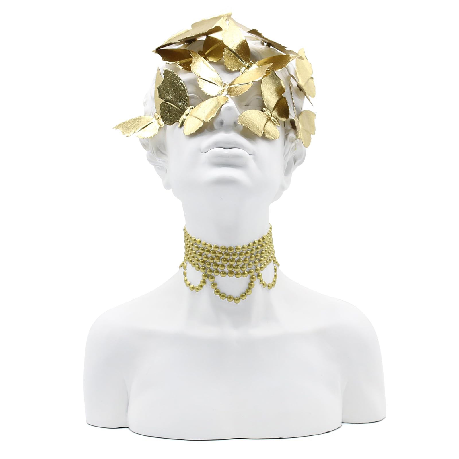 Lukitas Abstract Female Bust with Butterflies Sculpture, Aphrodite Statue, Body Figurine Art Decor, Beauty of Defects, Greek Goddess Bust Ornament for Office Living Room Desk Shelf, Beige, Resin 16"