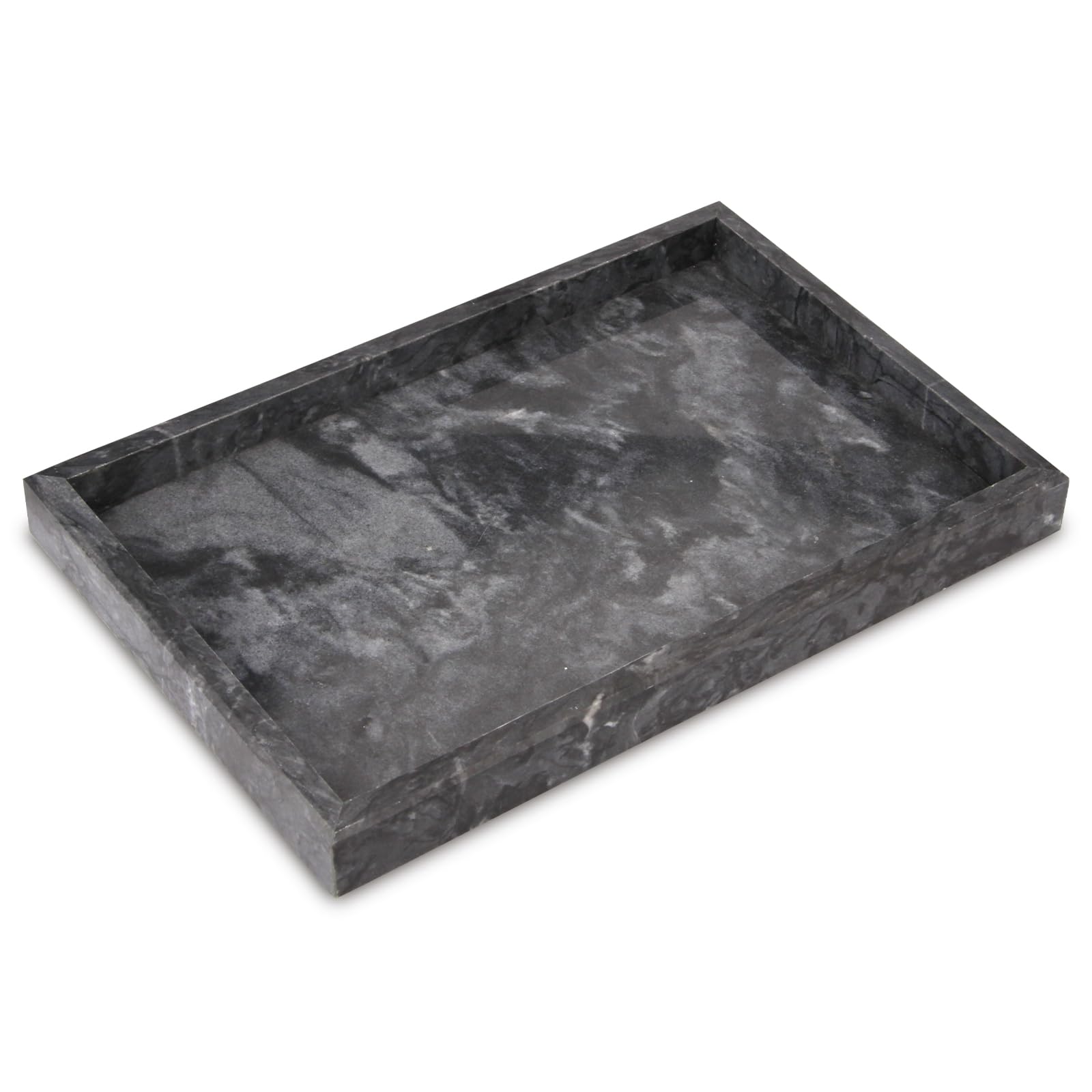 Marble Bathroom Vanity Tray, Natural Luxury Vanity Home Kitchen Bathroom Table Tray, Stone Decorative Countertop Dresser Trays for Key Coffee Perfume Jewelry Makeup (Calacatta Viola, 12"x 8" x1.2")