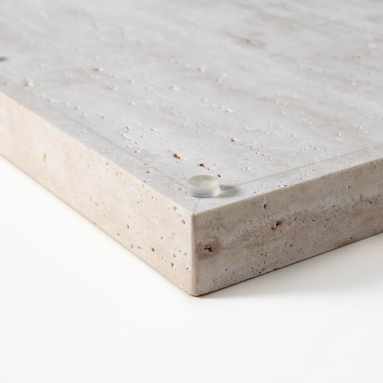 Natural Travertine Rectangular Decorative Tray 15"x10" – Stone Serving Tray | Non-slip bottom. Use on coffee bar, kitchen island, or vanity. Holds 2-3 cups. Each piece is unique.