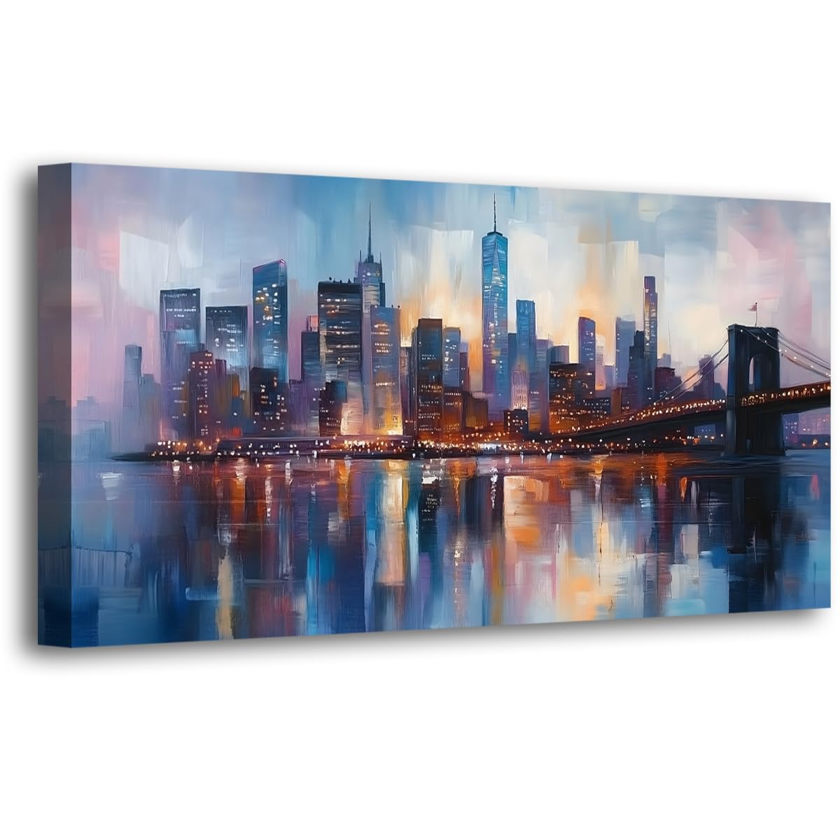Abstract Canvas Wall Art for Living room Office Bedroom Golden Blue Wall Art Print Oil Paintings Modern Abstract River Texture Pictures Wall Decor Artwork Waterproof Ready to Hang - 20in * 40inch