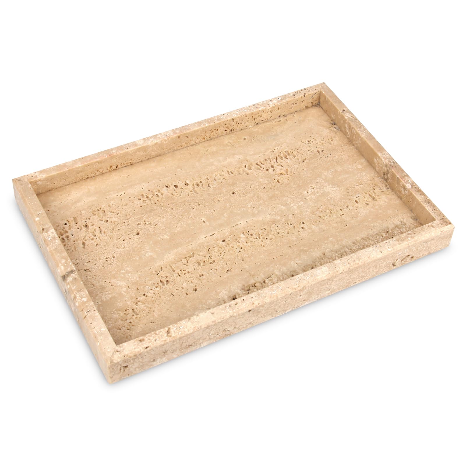 Marble Bathroom Vanity Tray, Natural Luxury Vanity Home Kitchen Bathroom Table Tray, Stone Decorative Countertop Dresser Trays for Key Coffee Perfume Jewelry Makeup (Calacatta Viola, 12"x 8" x1.2")