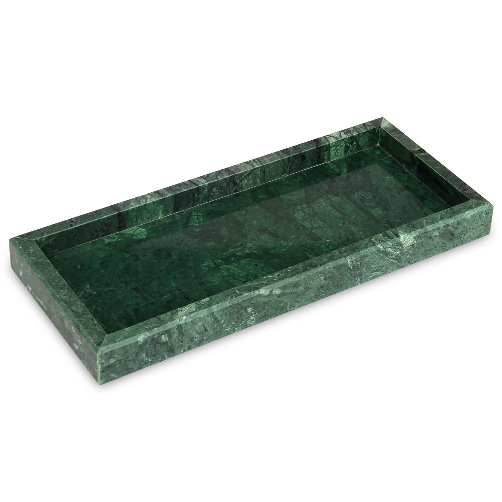 Marble Bathroom Vanity Tray, Natural Luxury Vanity Home Kitchen Bathroom Table Tray, Stone Decorative Countertop Dresser Trays for Key Coffee Perfume Jewelry Makeup (Calacatta Viola, 12"x 8" x1.2")