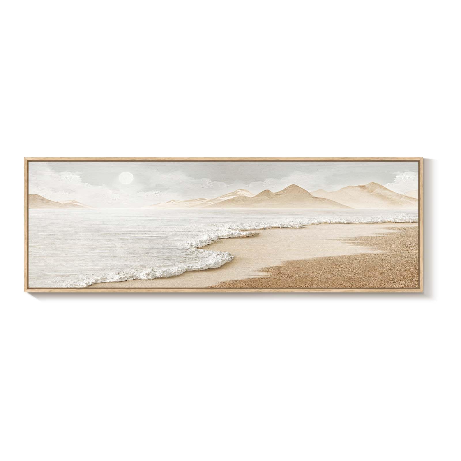 Framed Abstract Coastal Wall Art for Living Room, Large Blue Coastal Landscape Decor, 3 Piece Minimalist Beach Ocean Painting Artwork for Walls, Canvas Prints for Bedroom Hallway Wall Decor, 24x36 In