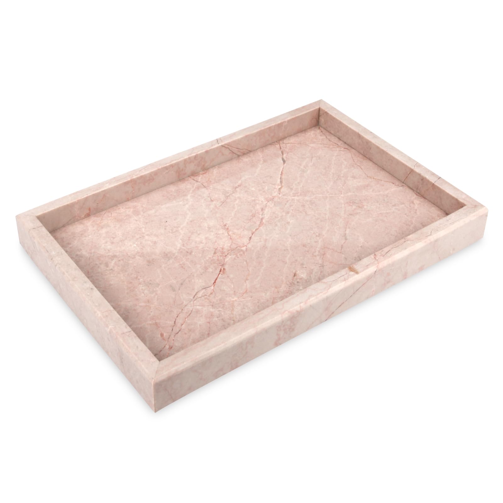 Marble Bathroom Vanity Tray, Natural Luxury Vanity Home Kitchen Bathroom Table Tray, Stone Decorative Countertop Dresser Trays for Key Coffee Perfume Jewelry Makeup (Calacatta Viola, 12"x 8" x1.2")