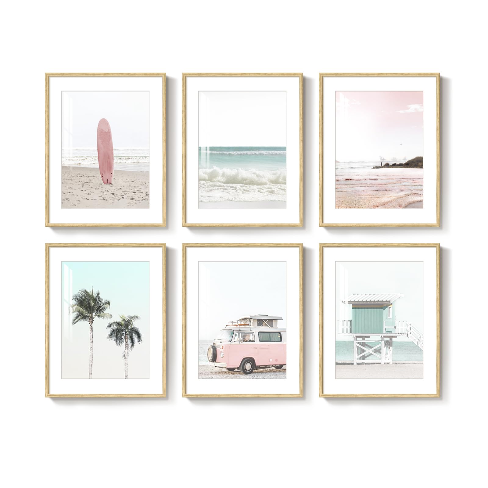 Framed Abstract Coastal Wall Art for Living Room, Large Blue Coastal Landscape Decor, 3 Piece Minimalist Beach Ocean Painting Artwork for Walls, Canvas Prints for Bedroom Hallway Wall Decor, 24x36 In