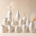 Set of 16 White Ceramic Bud Vases, Minimalist Boho Small Pampas Grass Flower Vase for Farmhouse Home Decor, Wedding Centerpiece, Shelf and Table Decoration