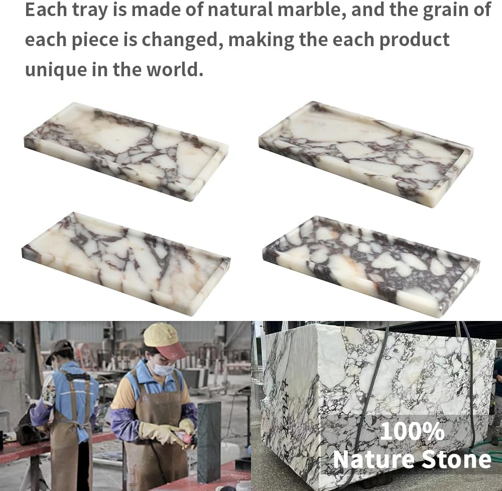 100% Natural Luxury Calaccata Viola Marble Small Hand Towel Tray Holder Organizer, Makeup Bathroom Holder