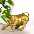 Resin 10"" Geometric Statue Golden Bull Sculpture Ornament Abstract Animal Figurines Room Desk Decor Home Decoration (Gold), Pack of 1, 8.5 x 11
