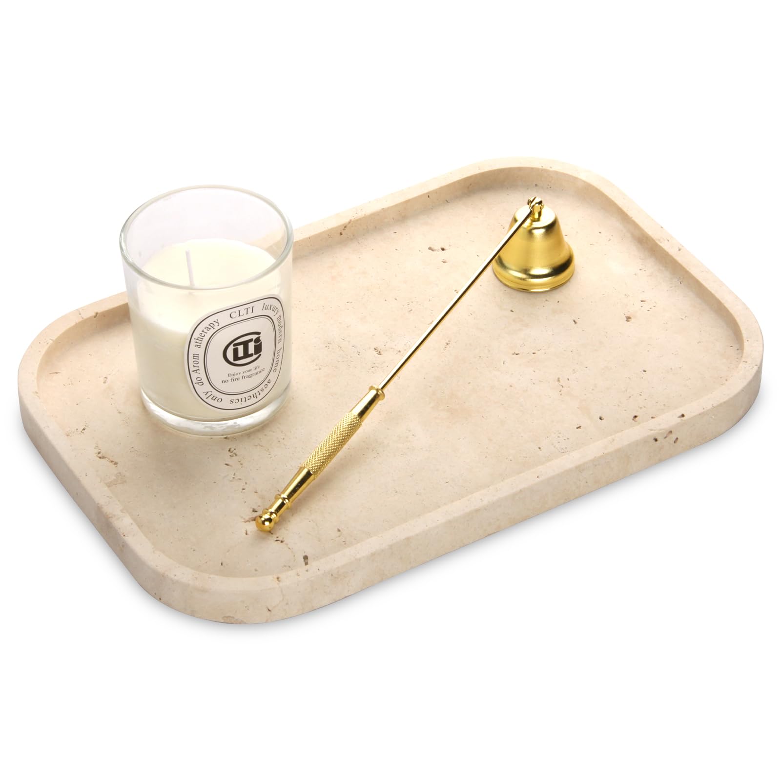 Marble Bathroom Vanity Tray, Natural Marble Home Kitchen Table Tray, Stone Decorative Countertop Serving Organizer for Dresser Coffee Perfume Jewelry Makeup (1, Dark Brown L, 12 * 8 * 0.8)