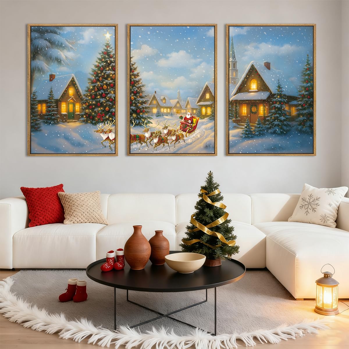 Large Abstract Paintings Framed Neutral Canvas Prints Mid Century Modern Wall Art Abstract Wall Decor Neutral Wall Pictures Elegant Modern Paintings for Living Room Bedroom Bathroom Office 36x24 Inch 3 Piece