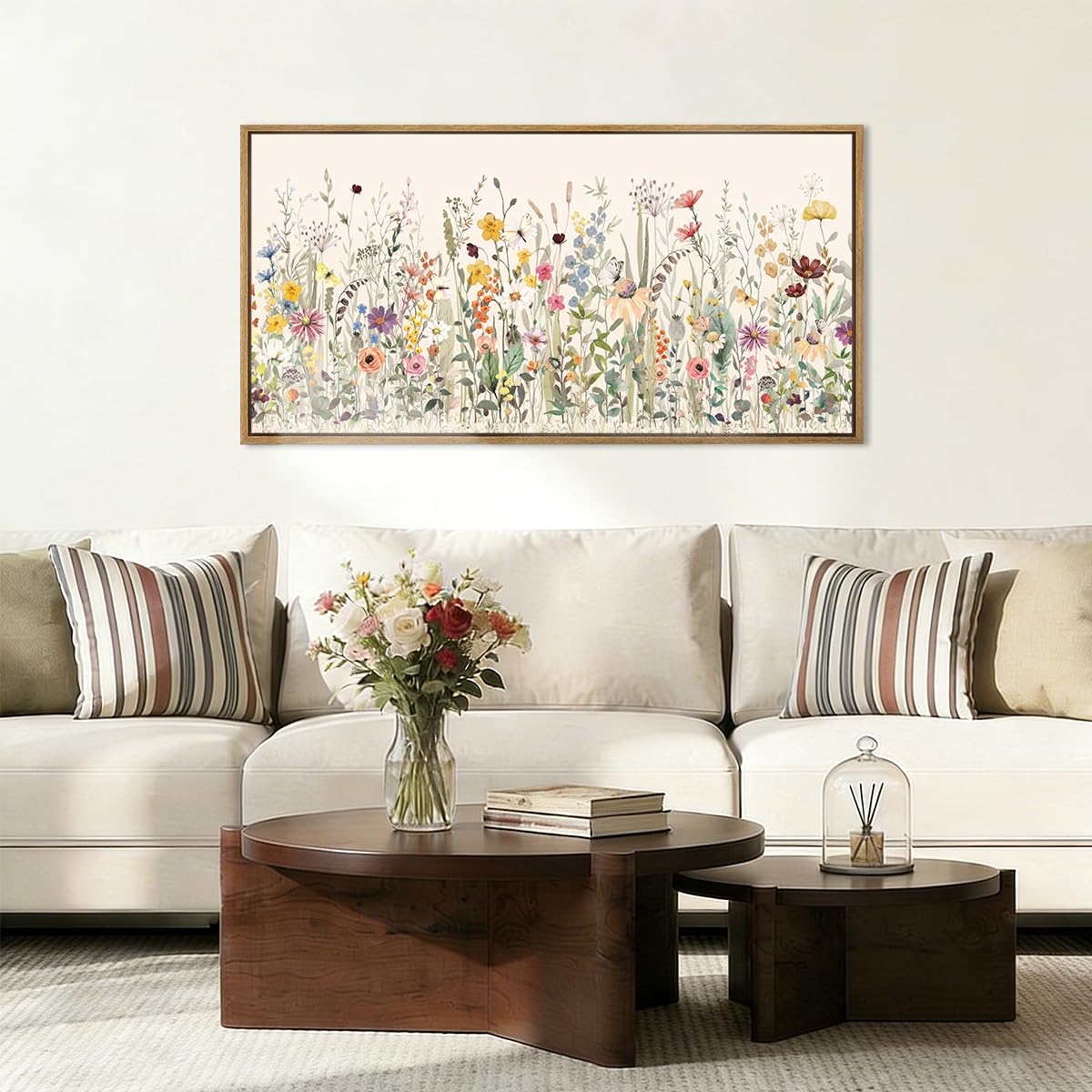 Large Abstract Paintings Framed Neutral Canvas Prints Mid Century Modern Wall Art Abstract Wall Decor Neutral Wall Pictures Elegant Modern Paintings for Living Room Bedroom Bathroom Office 36x24 Inch 3 Piece