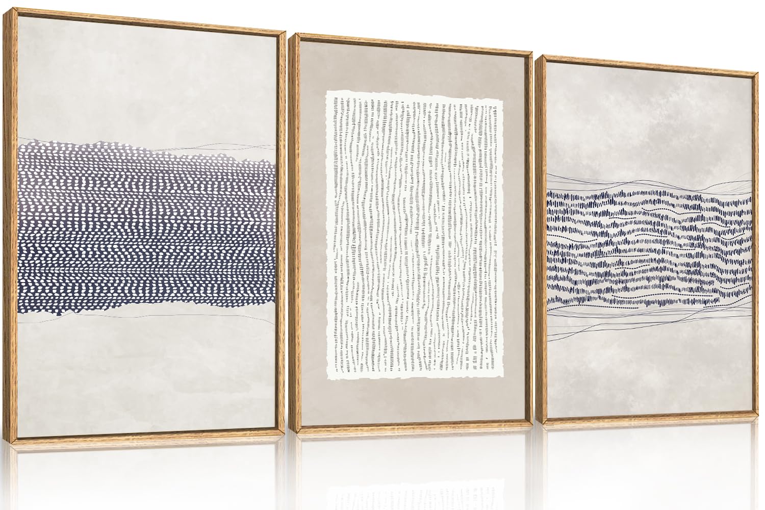 HOURIA Abstract Neutral Vintage Earth Tone Framed Canvas Wall Art Set,Modern Minimalist Rustic Brown Beige Wall Decor,Wabi Sabi Textured Brushstroke Artwork for Living Room,Bedroom,Farmhouse-24"x36"x3