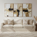Framed Neutral Abstract Wall-Art Painting - Large Abstract Canvas Wall Decor 3D Curve Illustrations Hand painting for Living Room, Bedroom, Office - 2 Piece 28 x 40 Inch, Ready to Hang