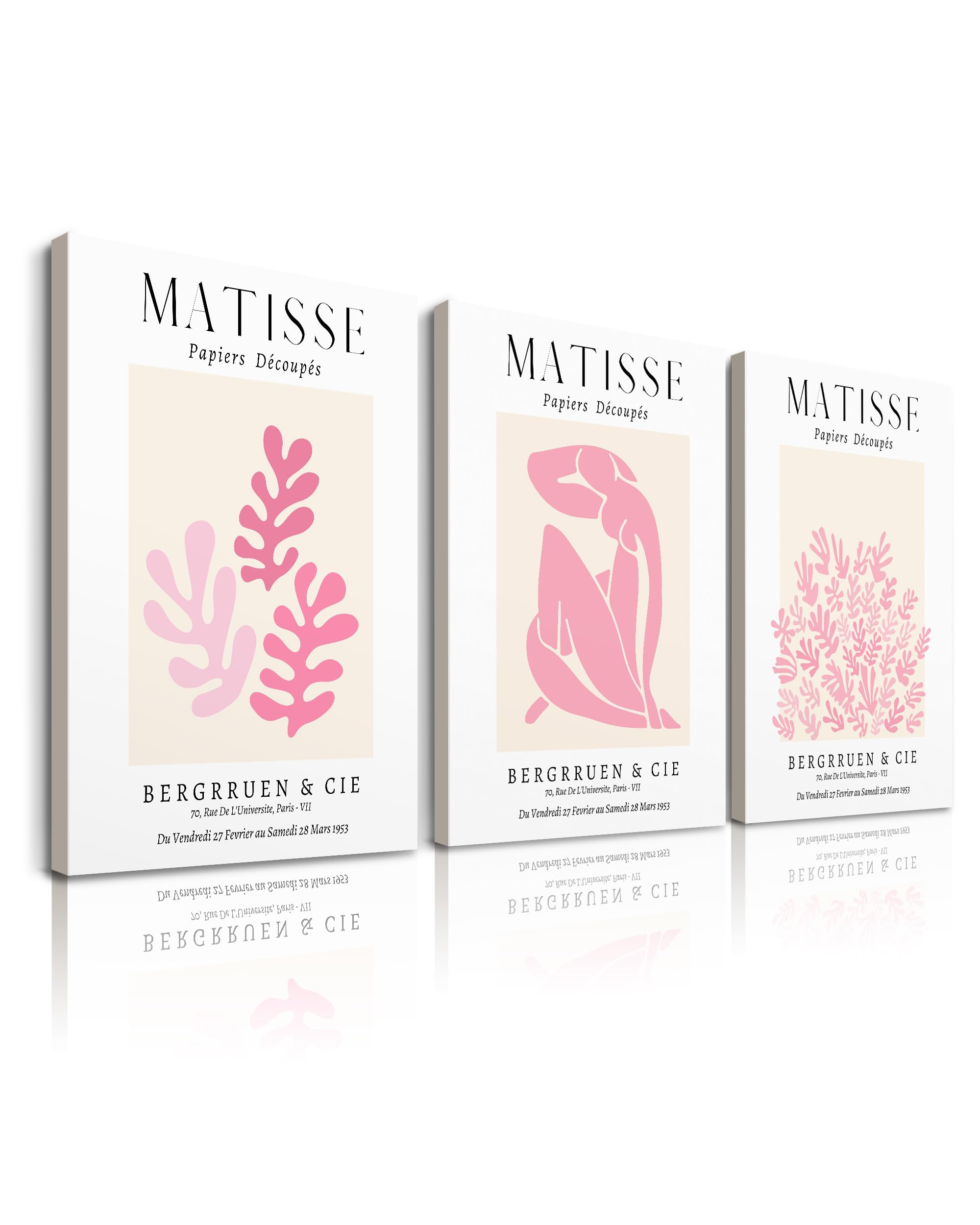 HesenDot Abstract Botanical Wall Art Set of 3, 30x40CM Neutral Plant Framed Canvas Prints, Beige Green Boho Aesthetic Wall Decor for Living Room Bedroom Bathroom Office Home