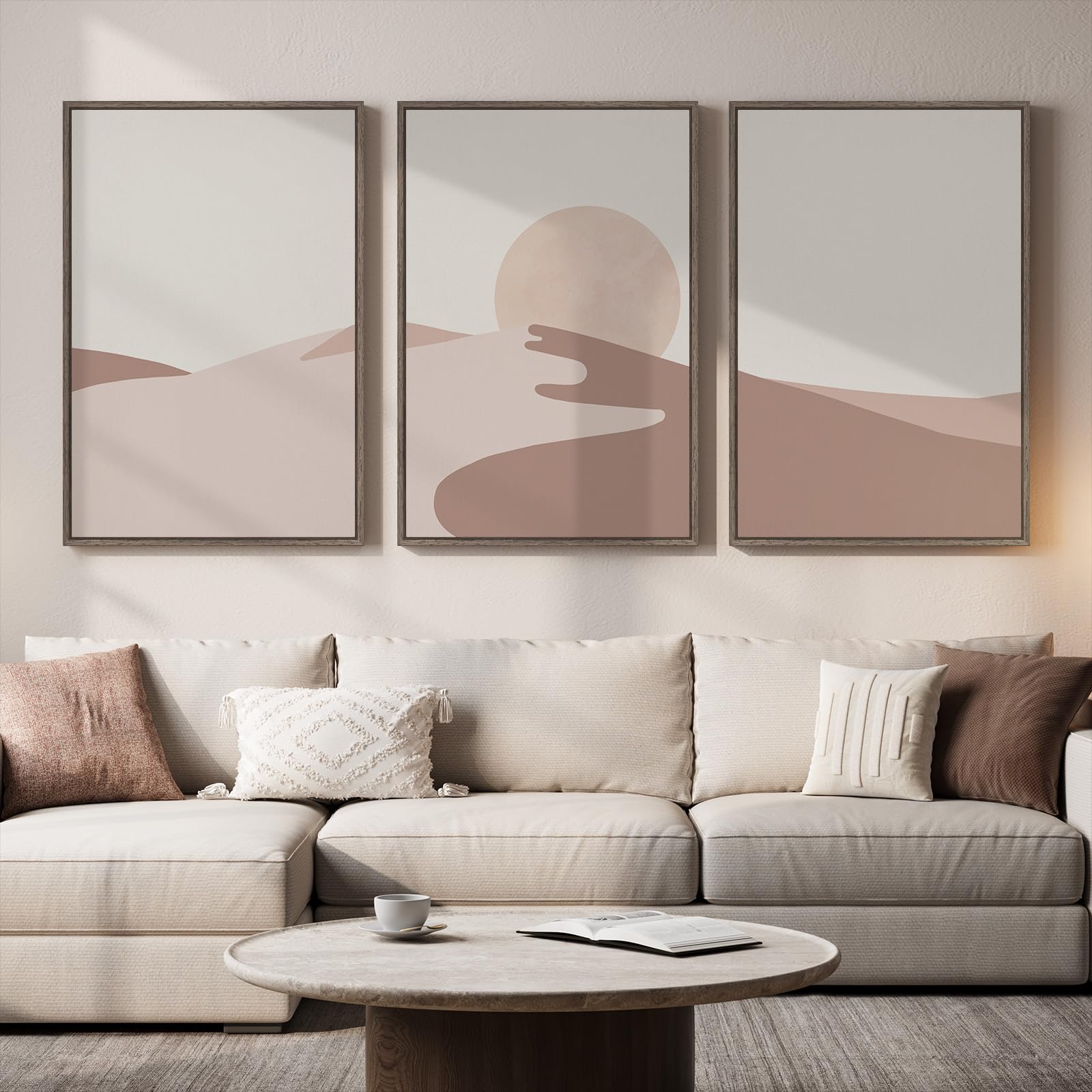 Framed Colorful Abstract Wall Art for Living Room, 3 Piece Mid Century Modern Canvas Paintings Prints Artwork for Walls, Large Modern Triptych Pictures Wall Decor for Bedroom Home Office, 16x24 Inch