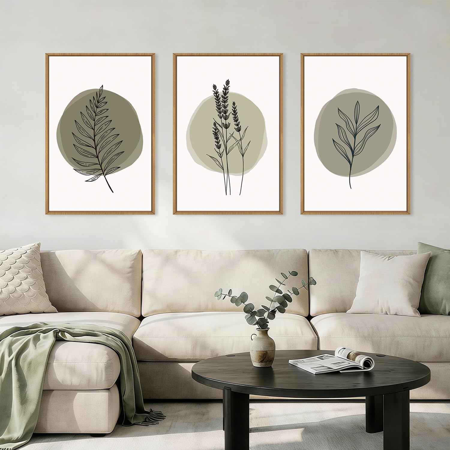 HOURIA Abstract Neutral Vintage Earth Tone Framed Canvas Wall Art Set,Modern Minimalist Rustic Brown Beige Wall Decor,Wabi Sabi Textured Brushstroke Artwork for Living Room,Bedroom,Farmhouse-24"x36"x3