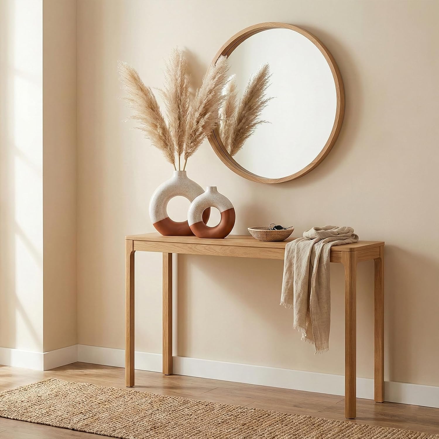 Terracotta Vase Decor Donut Vase Set of 2 - Circle Hollow Vases, Modern Matte Ceramic Vases for Entryway Living Room Bedroom Dining Table Centerpiece Office Home Decor