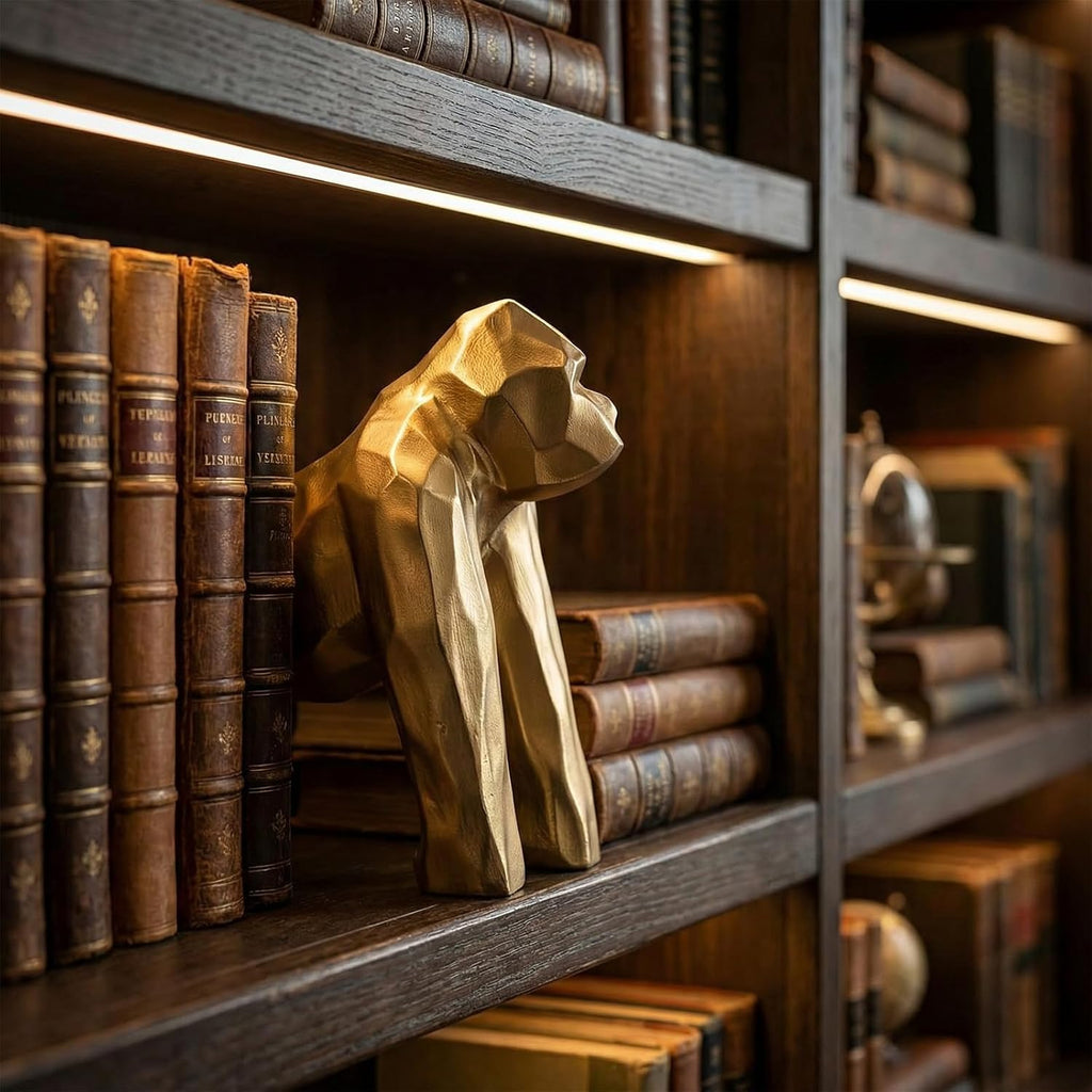 Golden Gorilla Statue - Abstract Art Resin Sculpture for Home and Office Decor - Tabletop, Bookshelf, or Desktop Ornament - 8.3" H - Gift for Animal Lovers