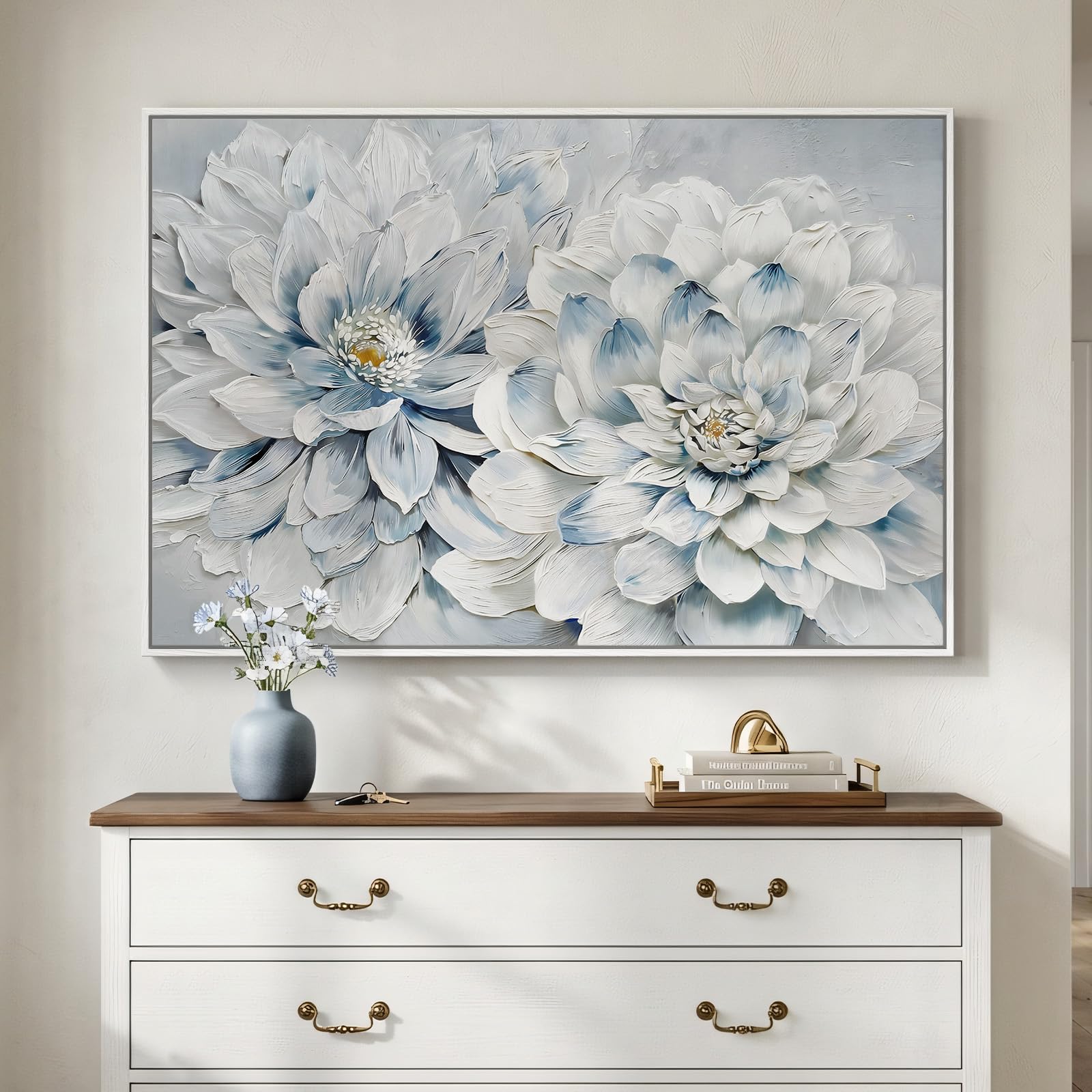 Framed Abstract Flower Wall Art, Colorful Botanical Floral Canvas Painting Prints for Modern Farmhouse Wall Art Decor, Wildflower Pictures for Living Room Bedroom Dining Room Wall Decor, 24x36 Inch